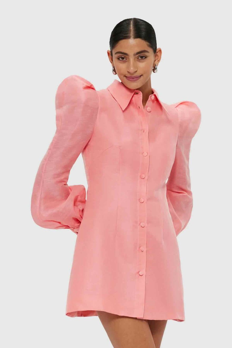 Leo Lin Lana Structured Shoulder Mini Dress - Strawberry Pink photo 4