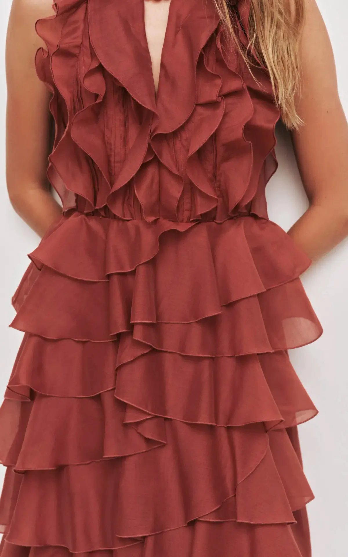 Aje Cleo Gown in Rust Sz 8 photo 4