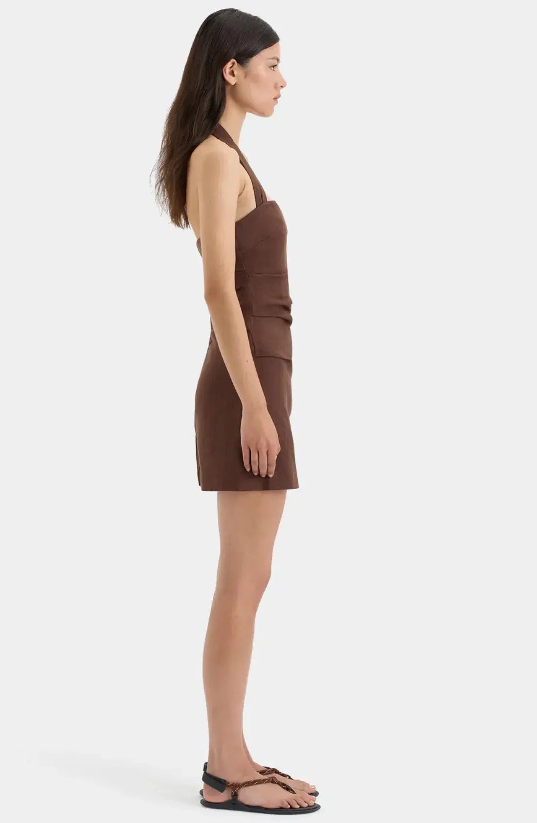 Noemi Halter Mini Dress Brown Size AU 12 photo 4