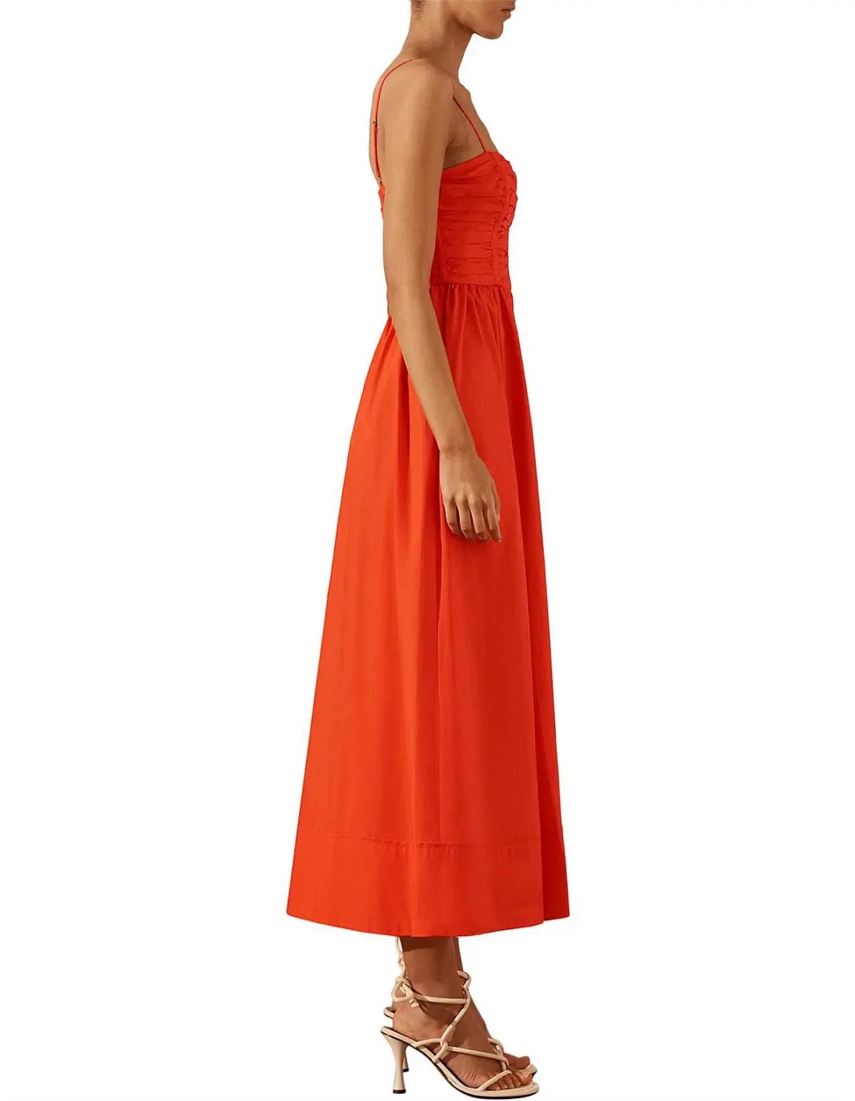 Shona Joy Kohala Ruched Panel Midi Orange Size AU 10 photo 3