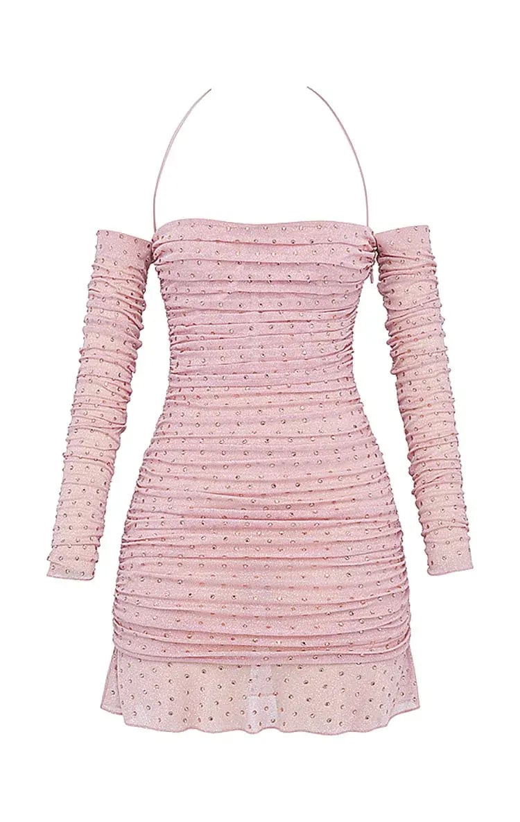 House of CB Estella Crystallised Mini Dress Soft Pink Size XS / AU 6 photo 6