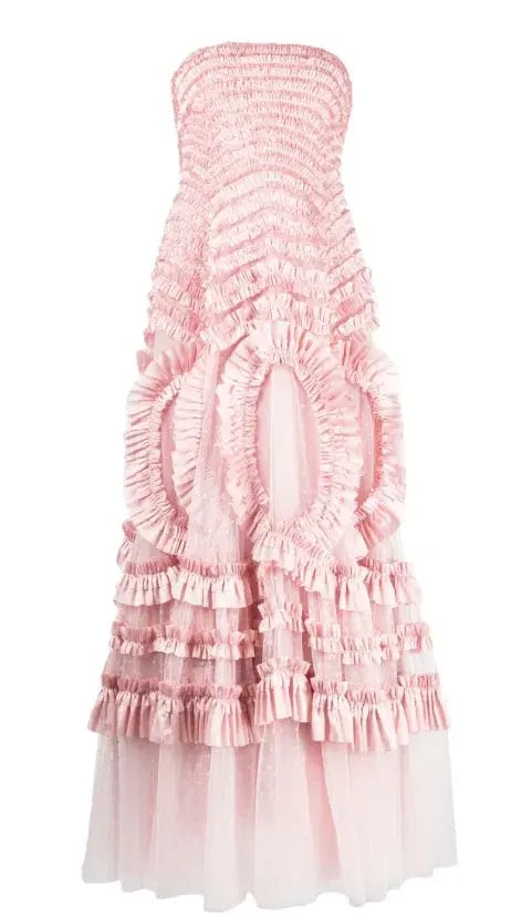 Needle and Thread Pink Strapless Ruffle-Detail Dress Size 10 photo 5
