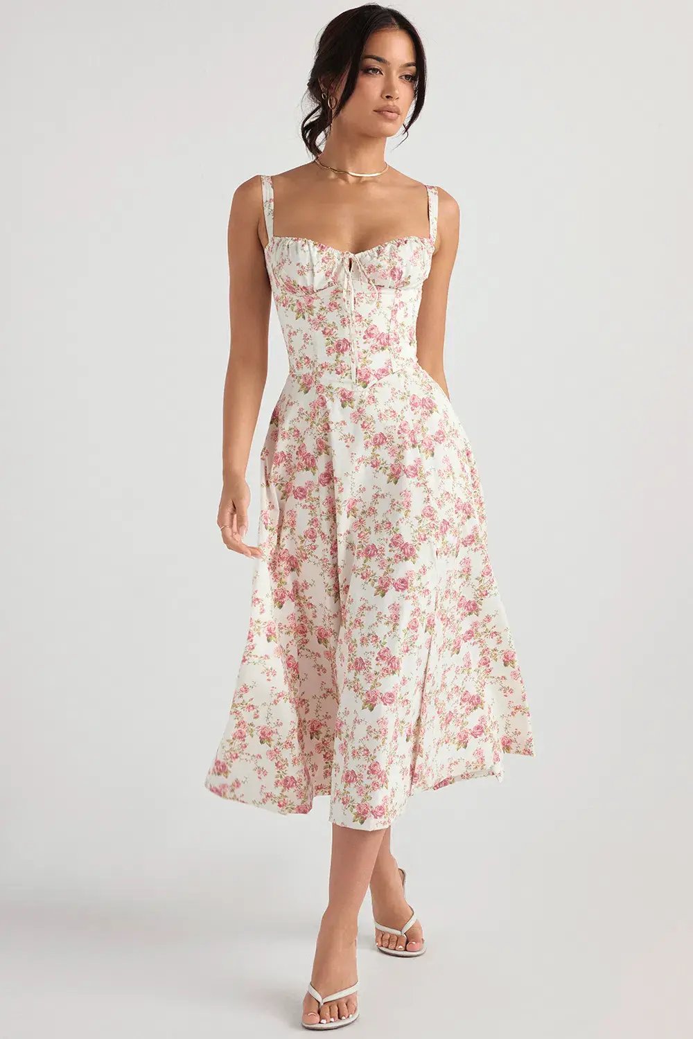 House of CB Carmen Rose Print Bustier Sundress S / Au 8 photo 3