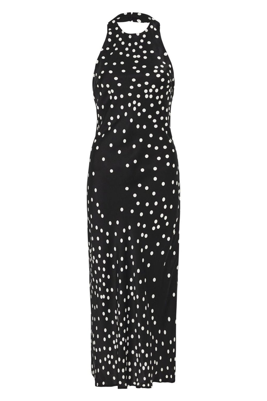 Silk Laundry Halter Dress Broken Dot photo 3