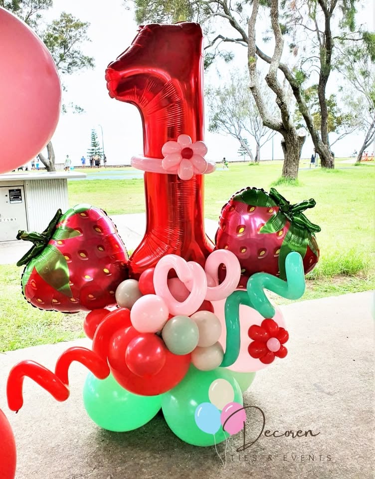 Strawberry Balloon Garland, Party backdrop and Plinths Hire photo 3