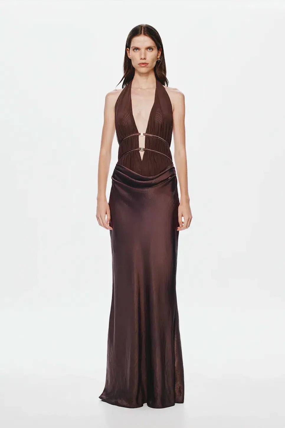 Misha The Celine Satin Dress Umber Brown Size S / AU 8 photo 2