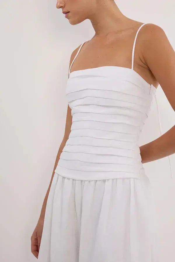 Dissh Reece Linen Midi Dress White Size 12 photo 2