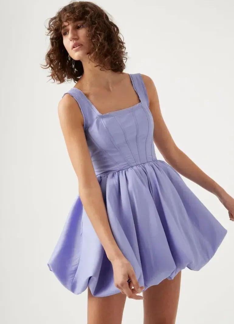 Aje Suzette Bubble Mini Dress Lavender Size 8 photo 2