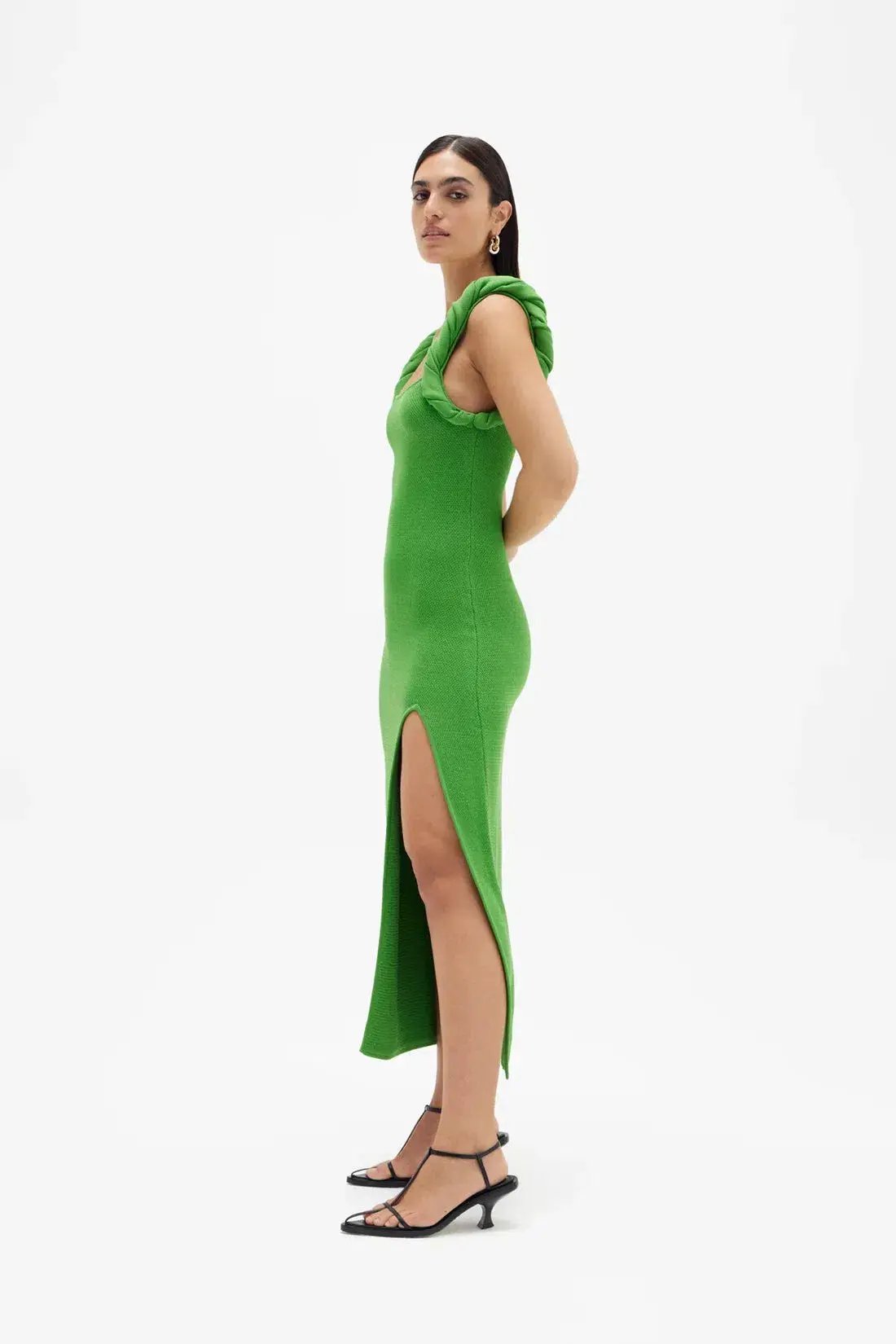 Rachel Gilbert Rosetta Dress Midi Green Size AU 12 photo 3