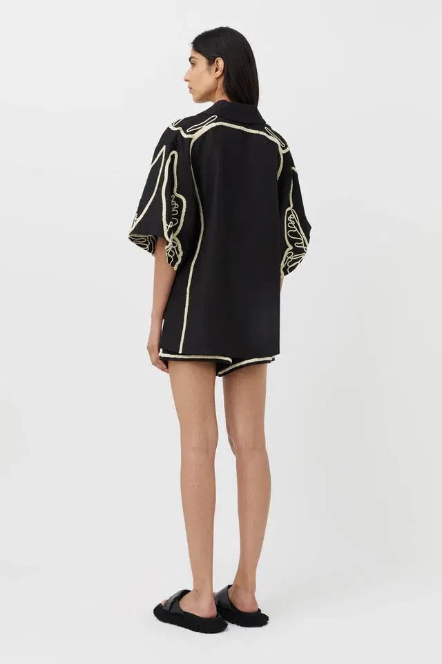 Camilla and Marc Lanza Shirt and Shorts Set Black Size 8 photo 2