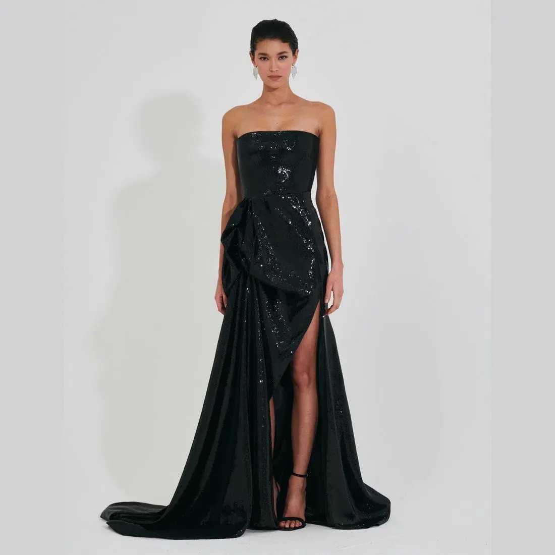 Meraki Official Nicole Sequin Strapless Ball Gown Black Size XS / AU 6 photo 4