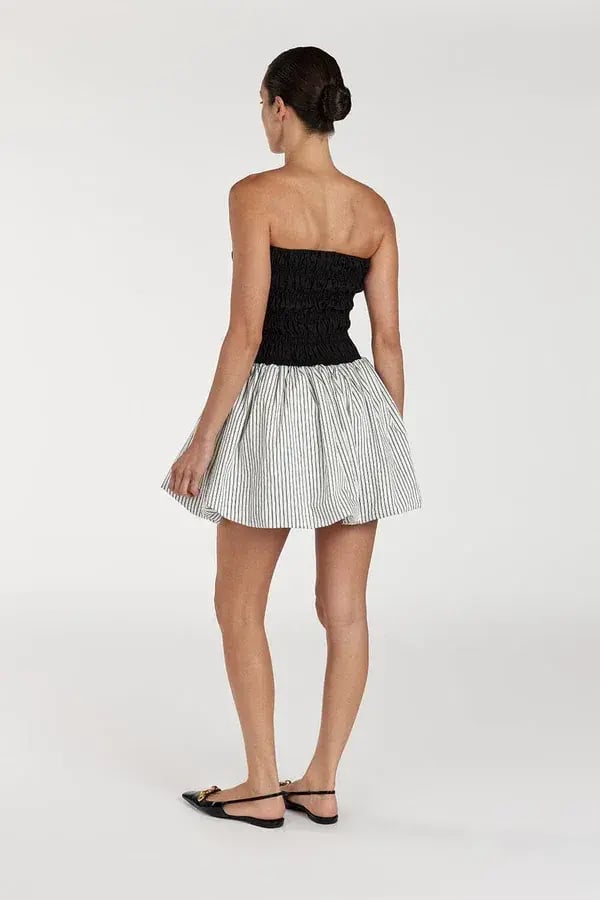 DISSH Stockholm Stripe Silk Blend Mini Dress Black/White Size 6 photo 3