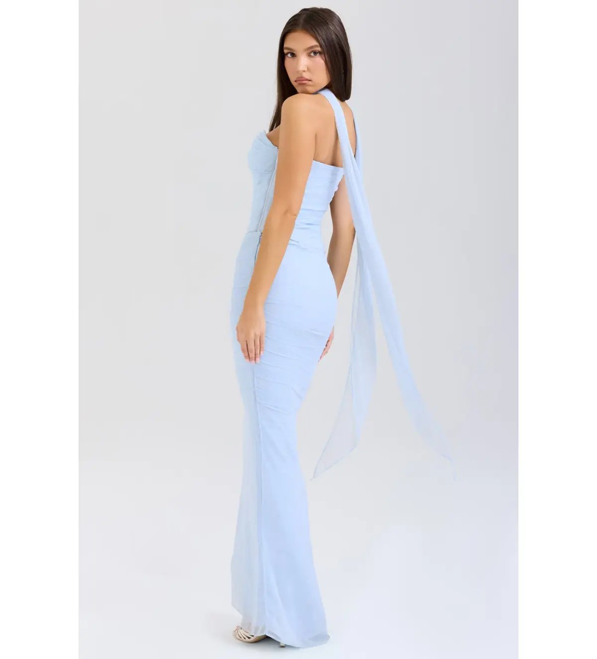 House Of CB Set Hallie Strapless Corset With Neck Scarf & Cassidy Fluted Hem Maxi Skirt Bluebell  Size L/AU 12 photo 3