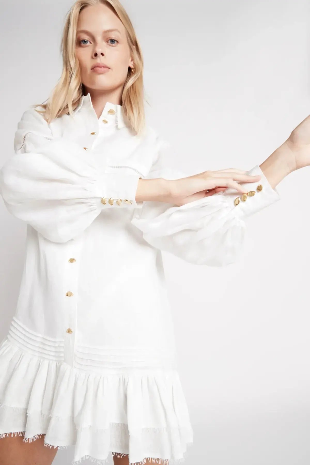 Aje Lotus Shirt Mini Dress Ivory Size 6 photo 4