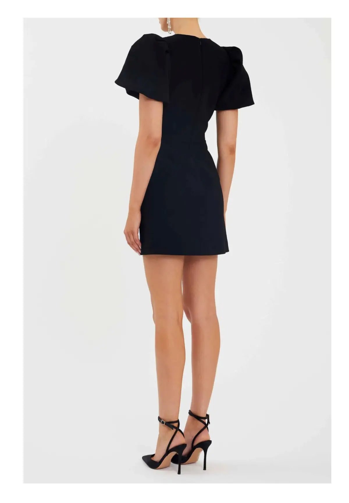 Rebecca Vallance Juliana Puff Sleeve Mini Dress Black Size 8 photo 2