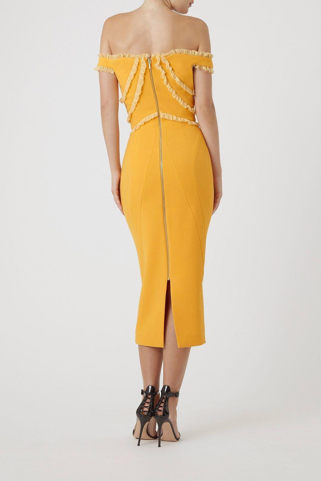 Rachel Gilbert Kiki Dress Yellow Size 10 photo 2