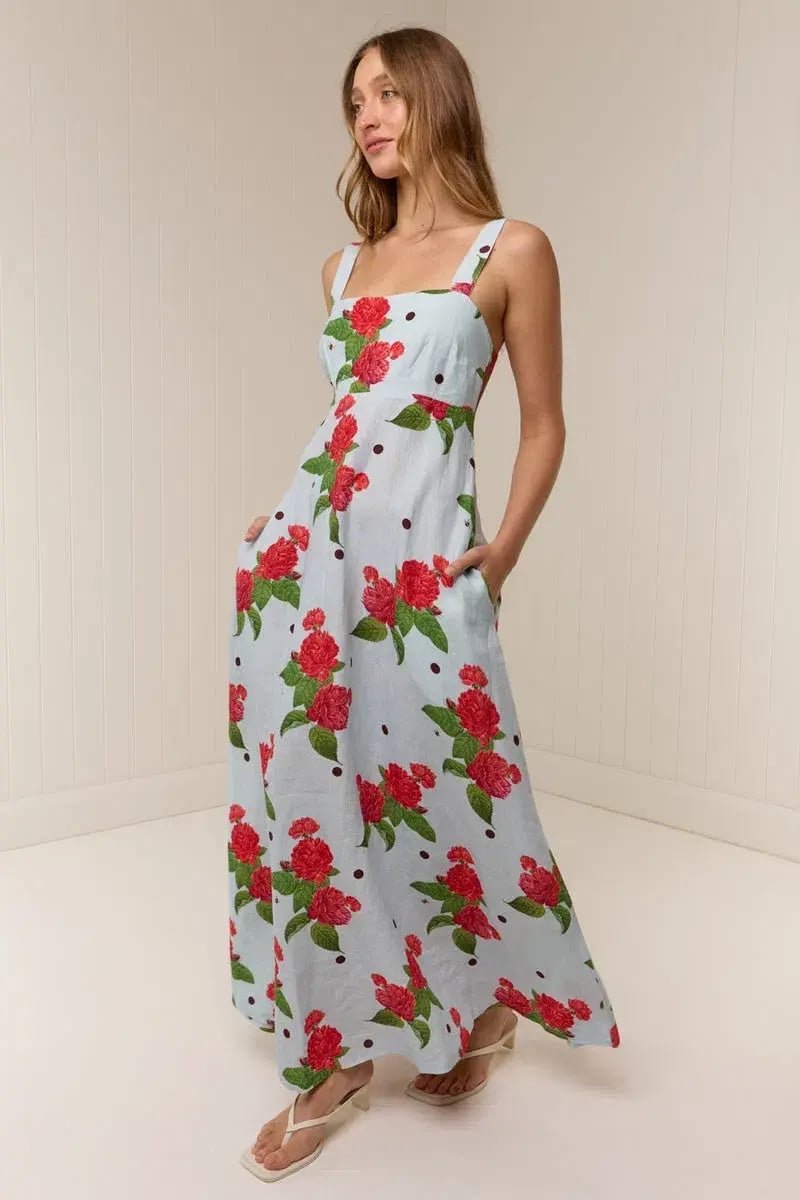 Palm Noosa Belle Maxi Dress Sky Garden Blue Size 8 photo 3