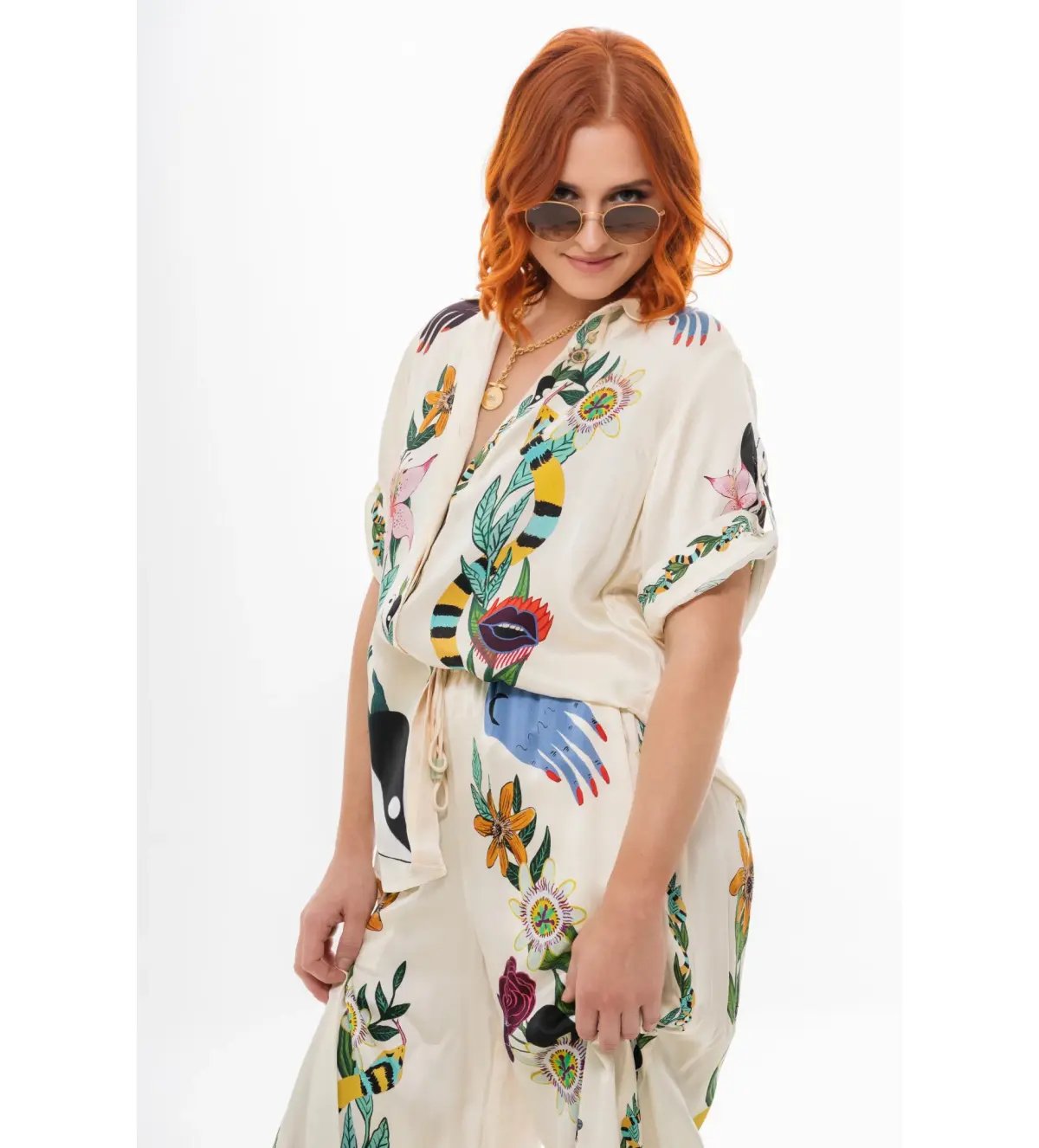 Alemais Meagan Silk Shirt and Pant Set Print Size 14 photo 3
