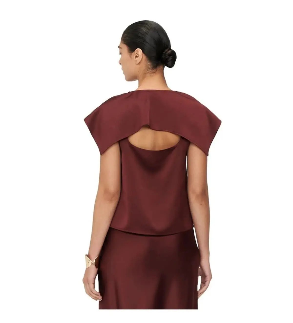 Veronika Maine Lustred Satin Cowl Top in Red Size AU 14 photo 4