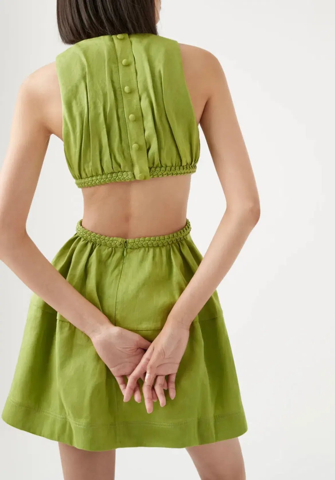 Aje Voyage Braided Cut Out Mini Dress Green Size AU 10 photo 3