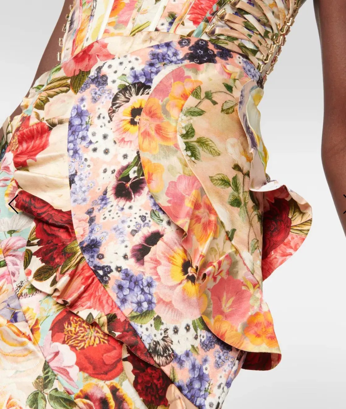 Zimmermann Wonderland Frill Mini Skirt Spliced Multi Floral Size 0/ Au 8 photo 3