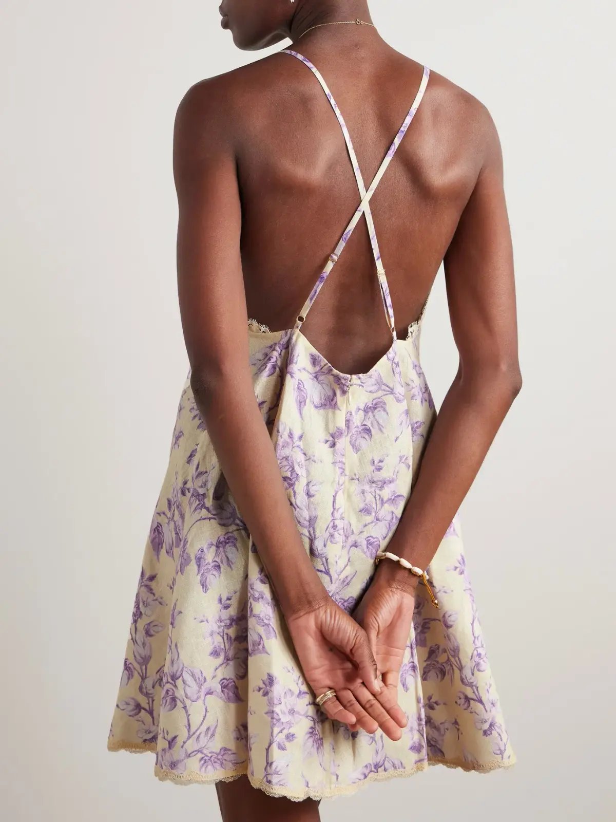 Zimmermann Halliday Swing Mini Dress in Yellow/Lilac Floral Size 2 / AU 12 photo 3