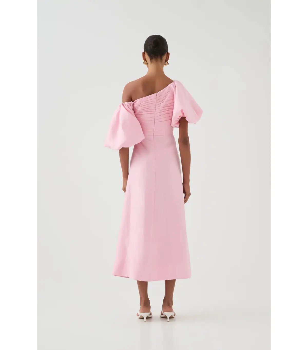 Aje Cadence Ruched Midi Dress Ballerina Pink Size AU 8 photo 3