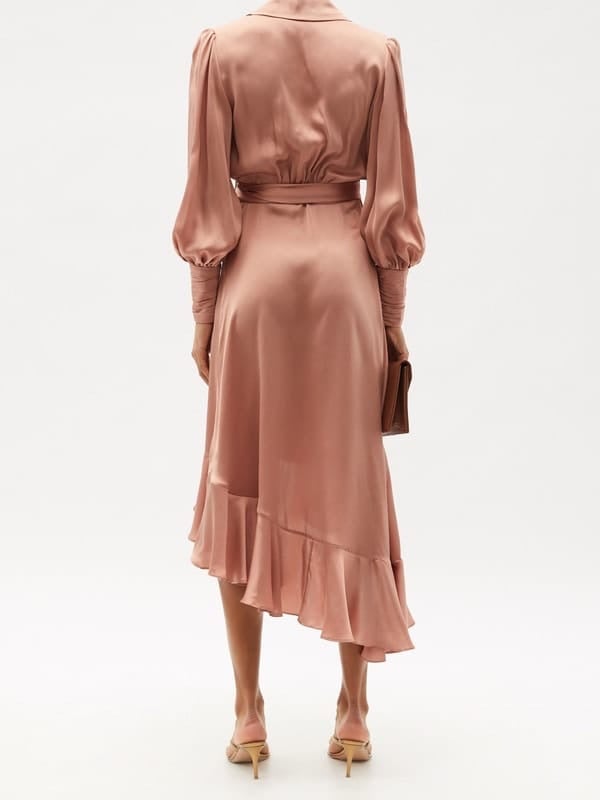 Zimmermann Silk Wrap Midi Dress - Lipstick photo 4