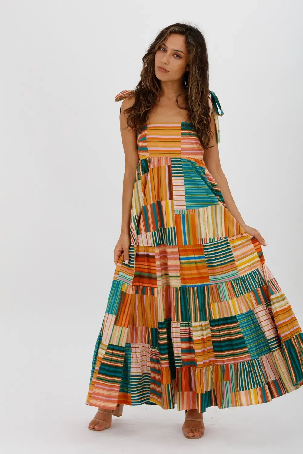 Alemais  Sloane Tiered Midi Dress Multi Size 10 photo 5