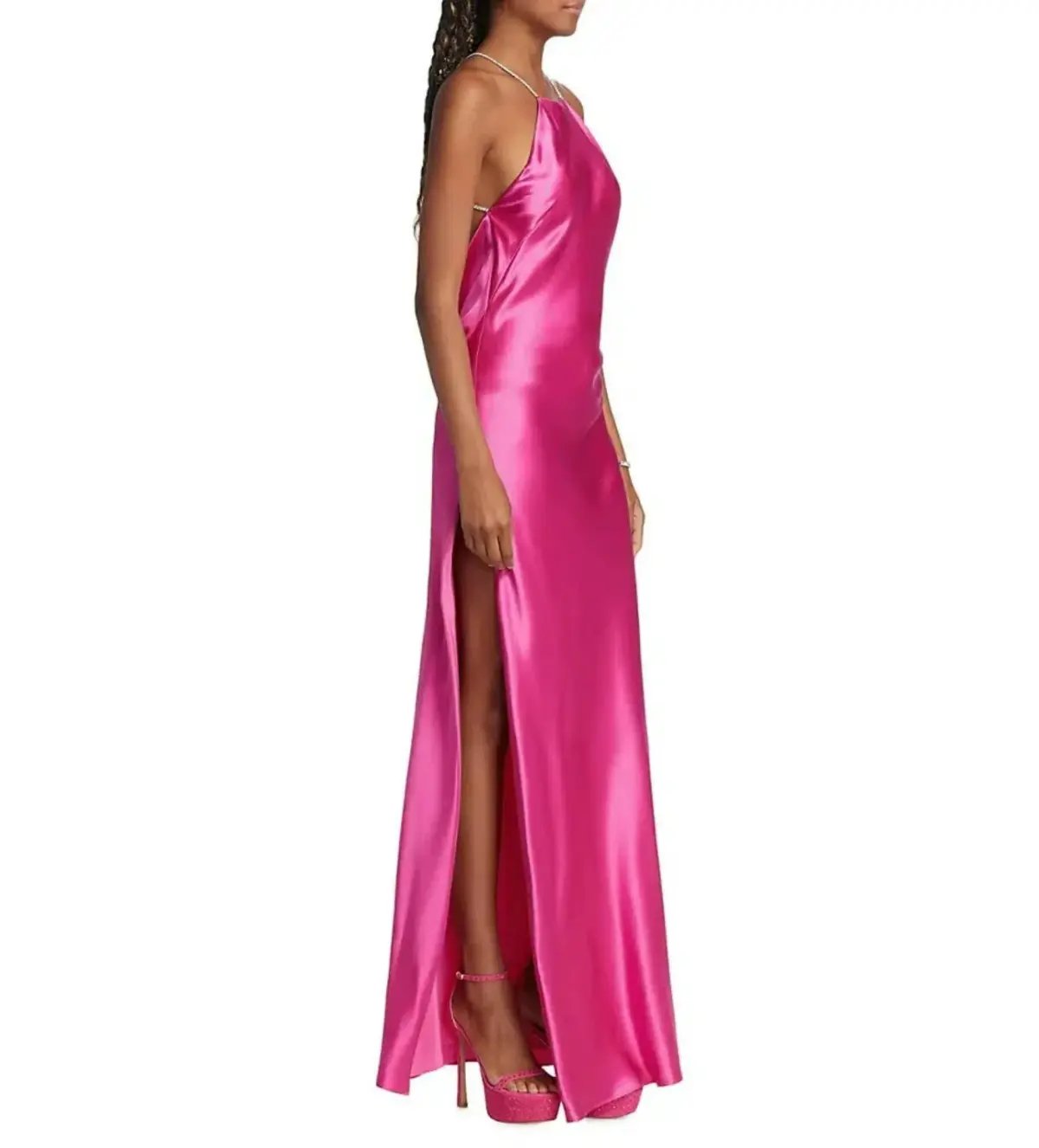 Michael Lo Sordo Charlie Bias Halter Dress Pink Size AU 8 photo 2