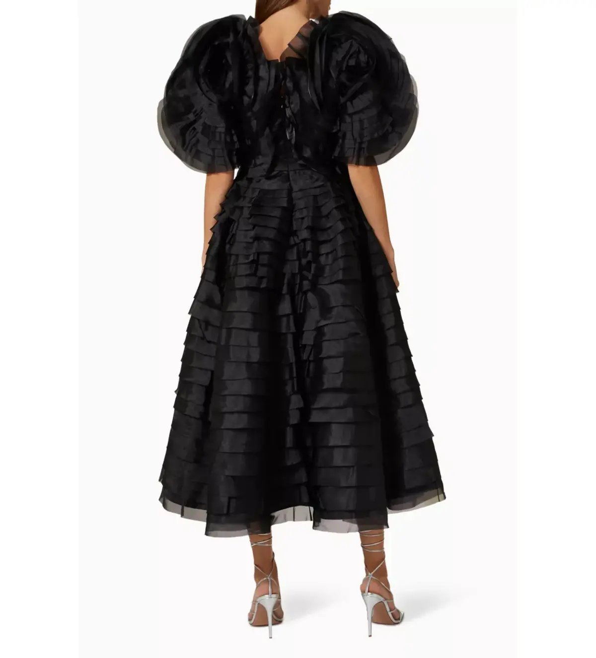 Aje Amour Ruffle Midi Dress Black Size 4 photo 2