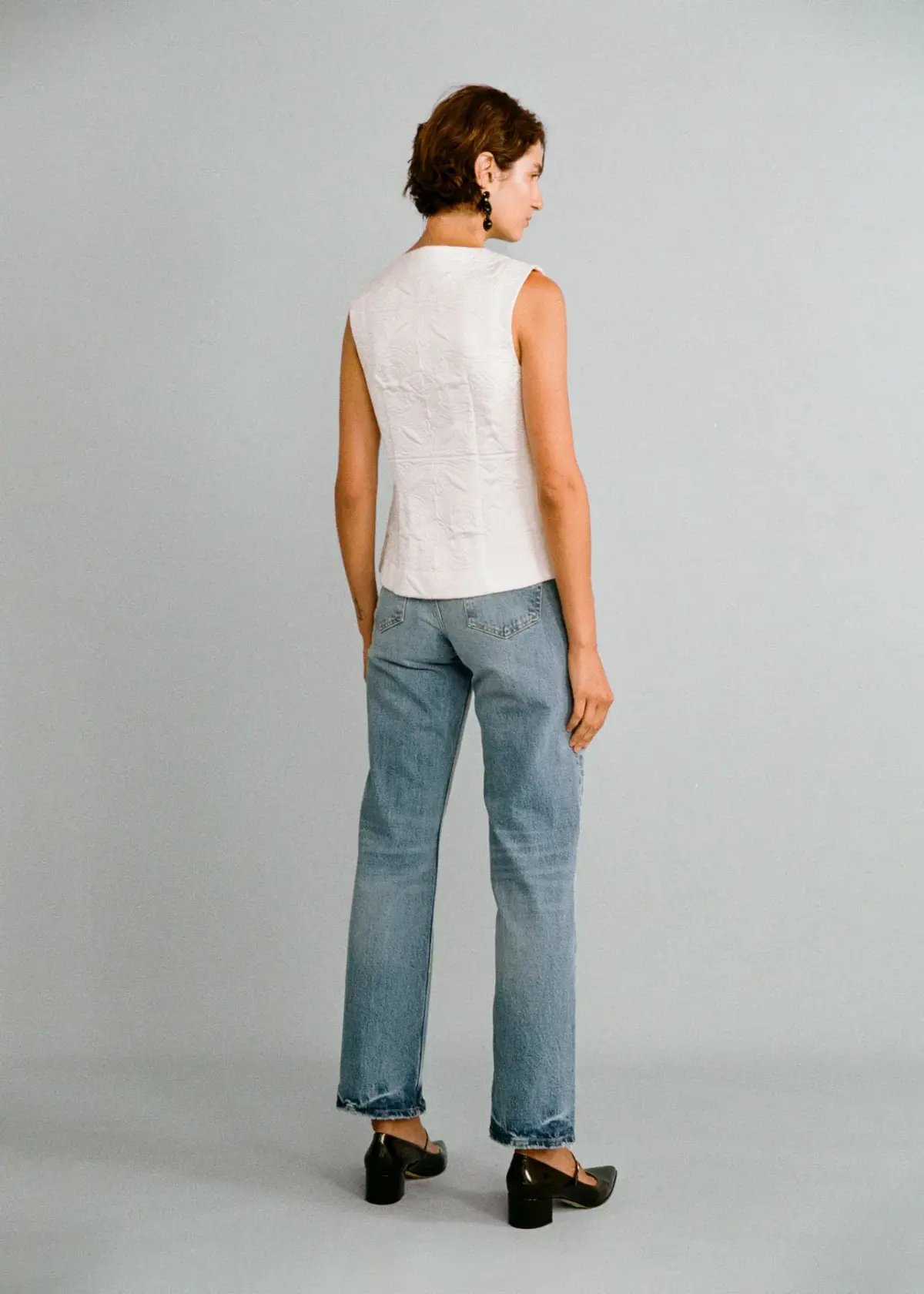 Lovaan Demi Top Recycled Poly Taffeta White Size 8 photo 4