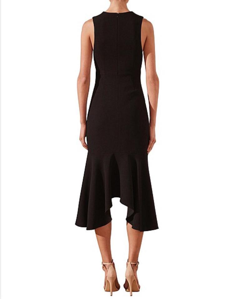Black Shona Joy Midi Plunge Size 8 photo 2