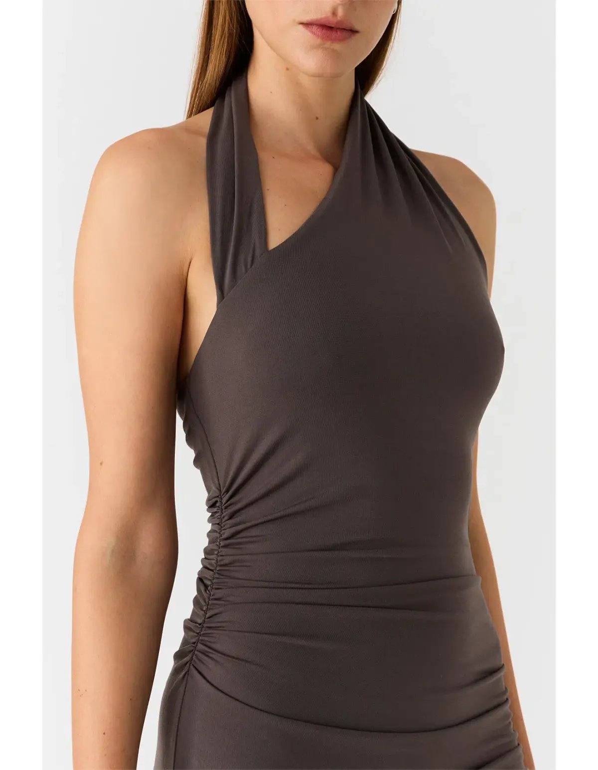 MISHA Krystal Matte Slinky Midi Dress Cloud Grey Size 10 photo 4