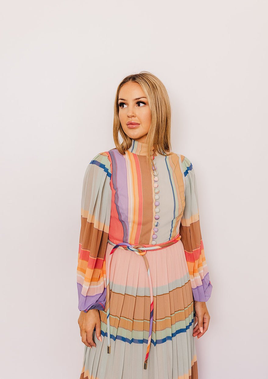 Zimmermann Rainbow Striped Crepe De Chine Midi Dress photo 3