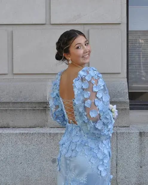Alamour The Label Ginvra 3D Flower Dress Blue Size M /Au 10 photo 5