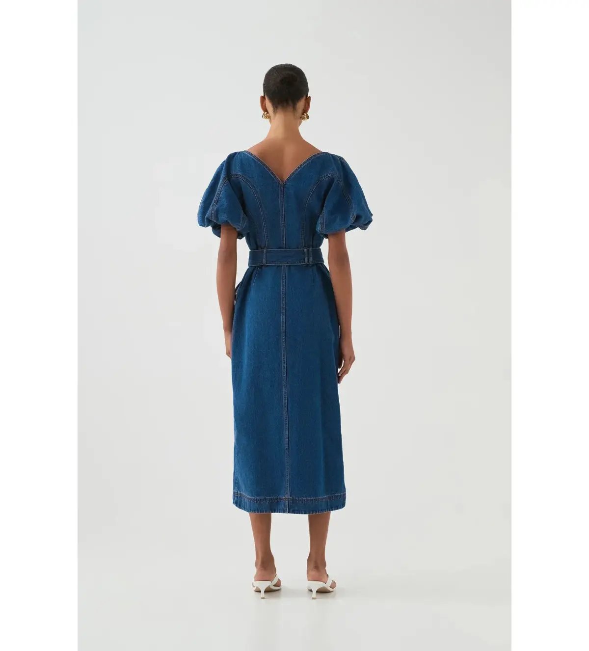 Aje Harper Denim Midi Dress Classic Wash Size 10/M photo 3