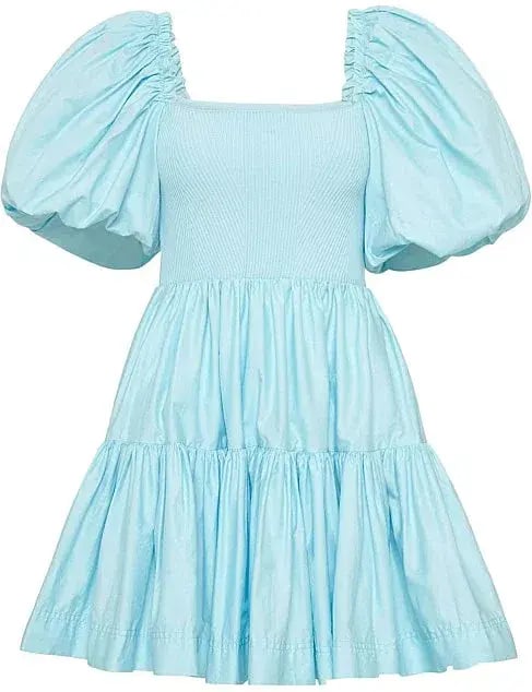 Aje Casa Puff Sleeve Knit Mini Dress Ice Blue Size 14 photo 7