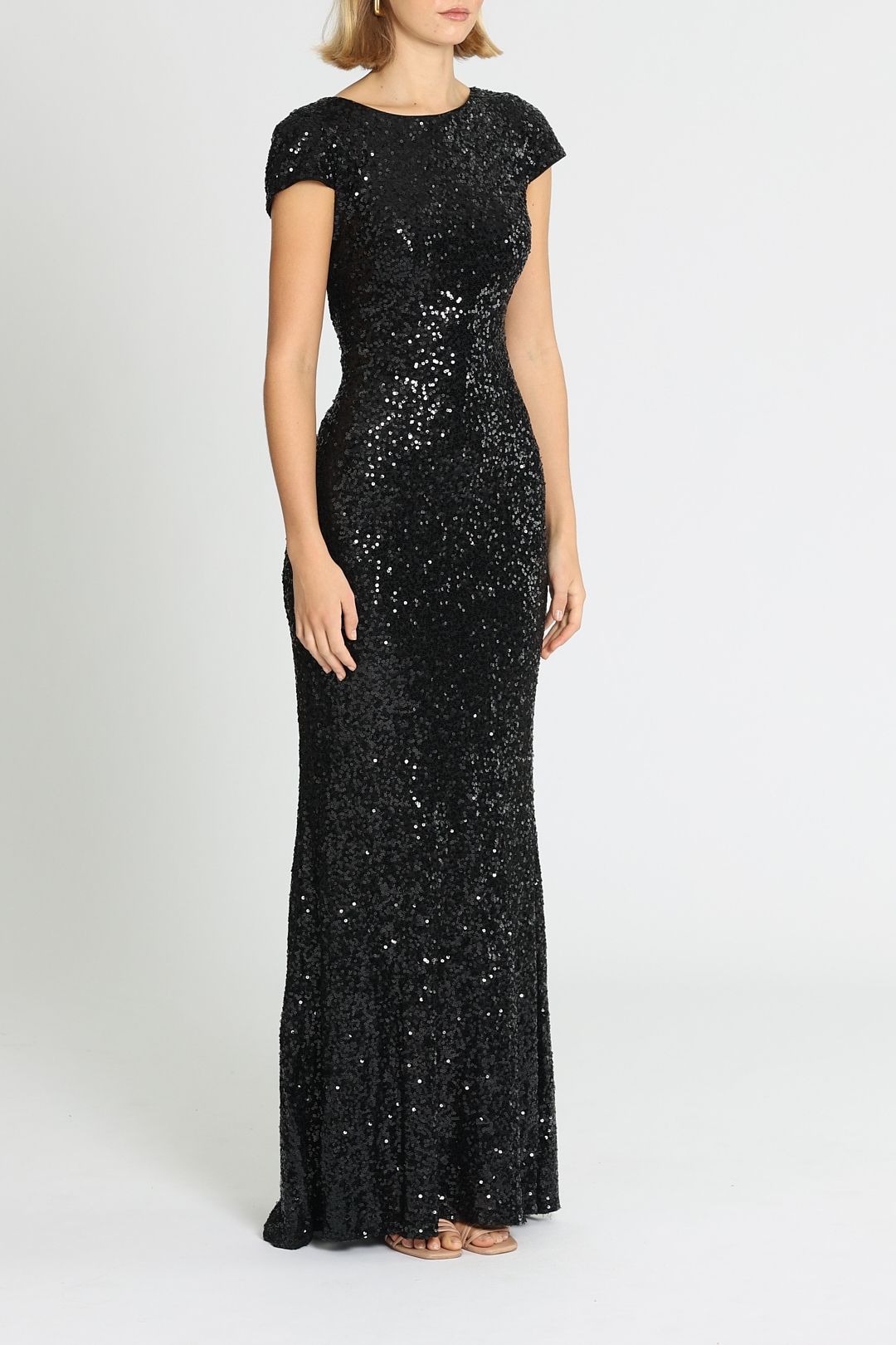 Sequin Cowl Back Gown - Black photo 2