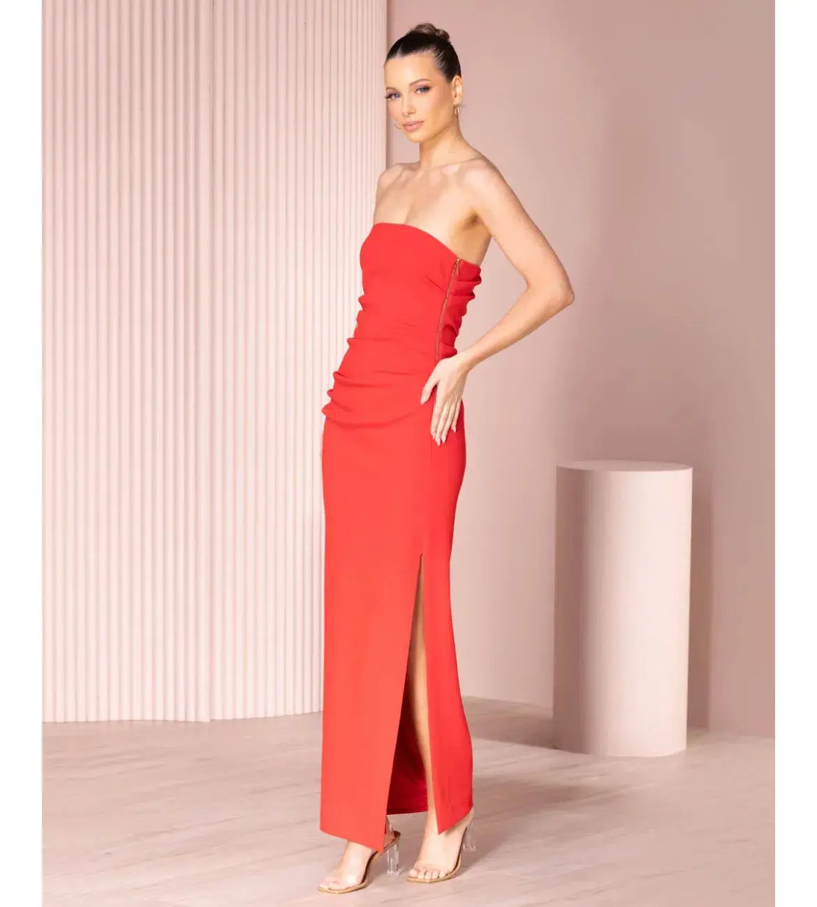 Azzurielle Torin Gown Red Size 8 photo 2