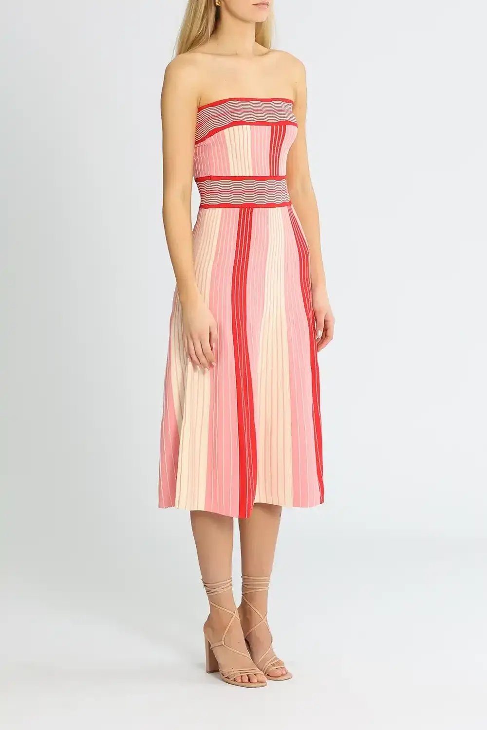 By Johnny Pipe Stripe Knit Dress Multi Pink Size 8 photo 2