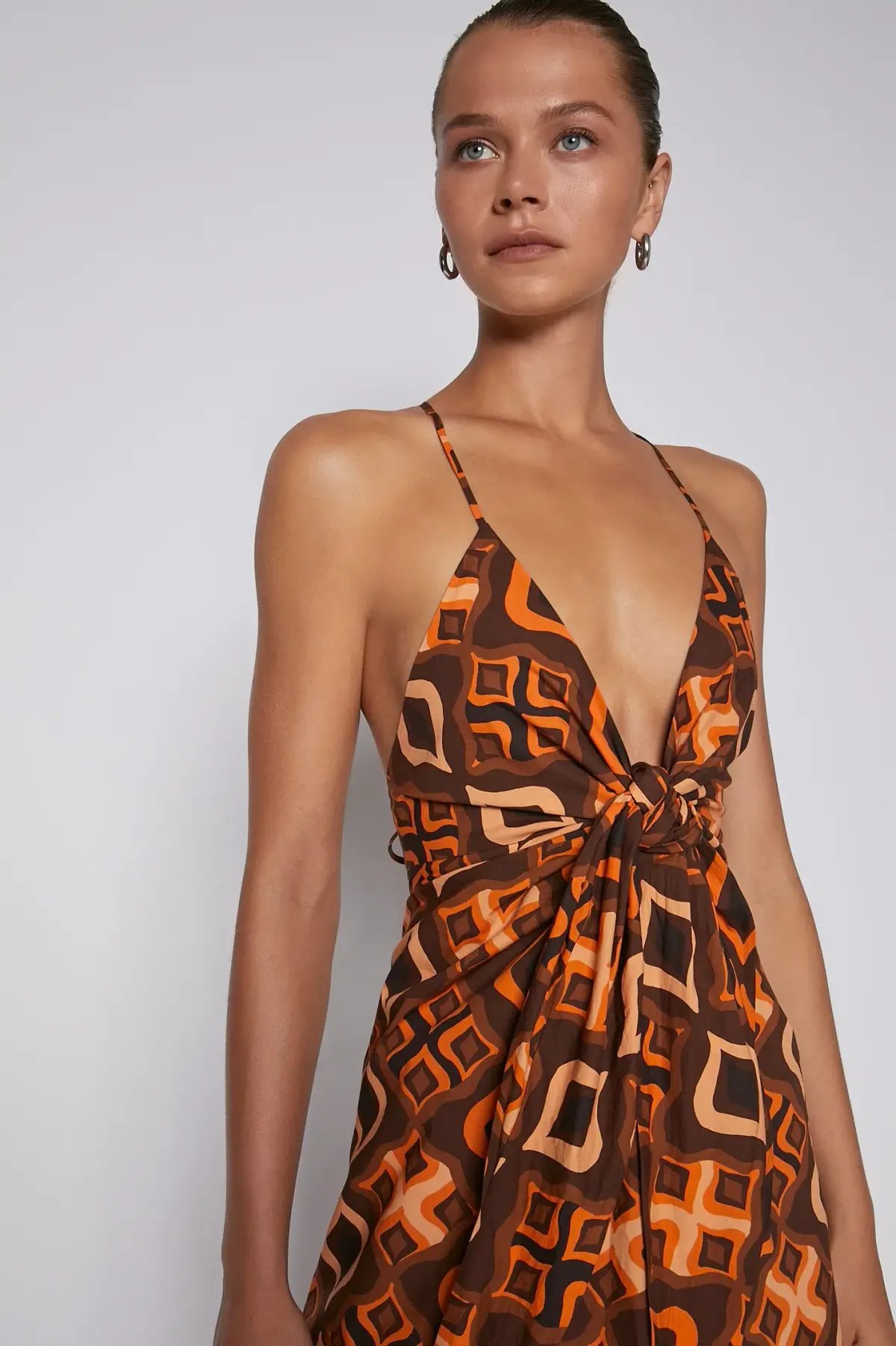 Scanlan Theodore Tile Print Cotton Dress Caramel Size 8 photo 3