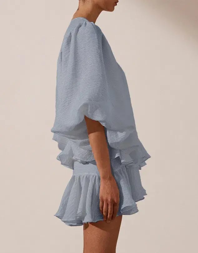 Shona Joy Charlotte Plunged Draped Mini Dress Blue Size 6 photo 3