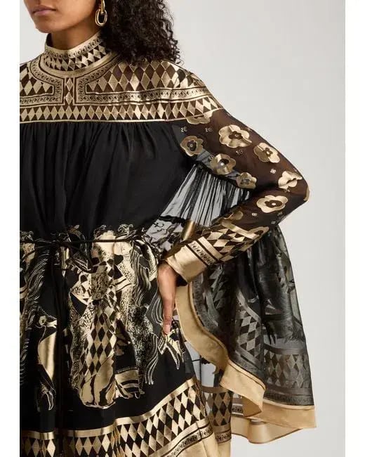 Zimmermann The Illustration Otto Mini Dress in Black/Tea Size OP/Au 6 photo 2
