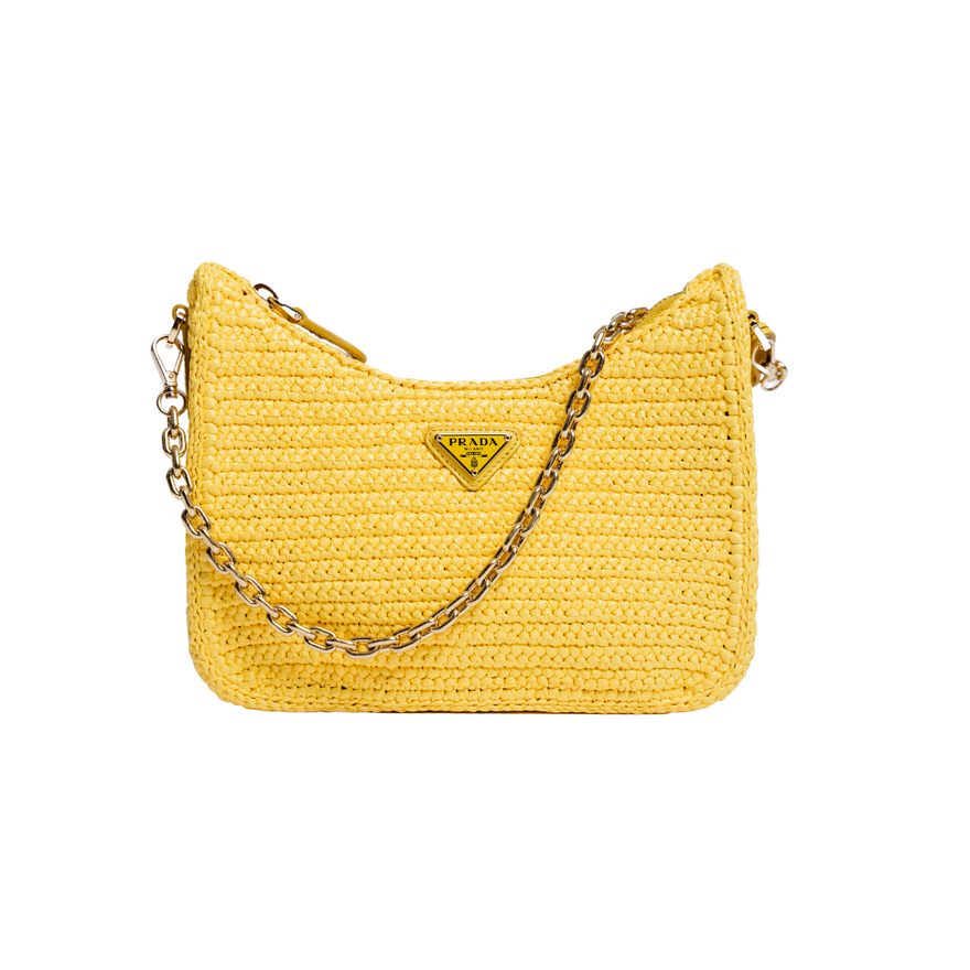Prada Yellow Re-edition 2005 Raffia Bag photo 3