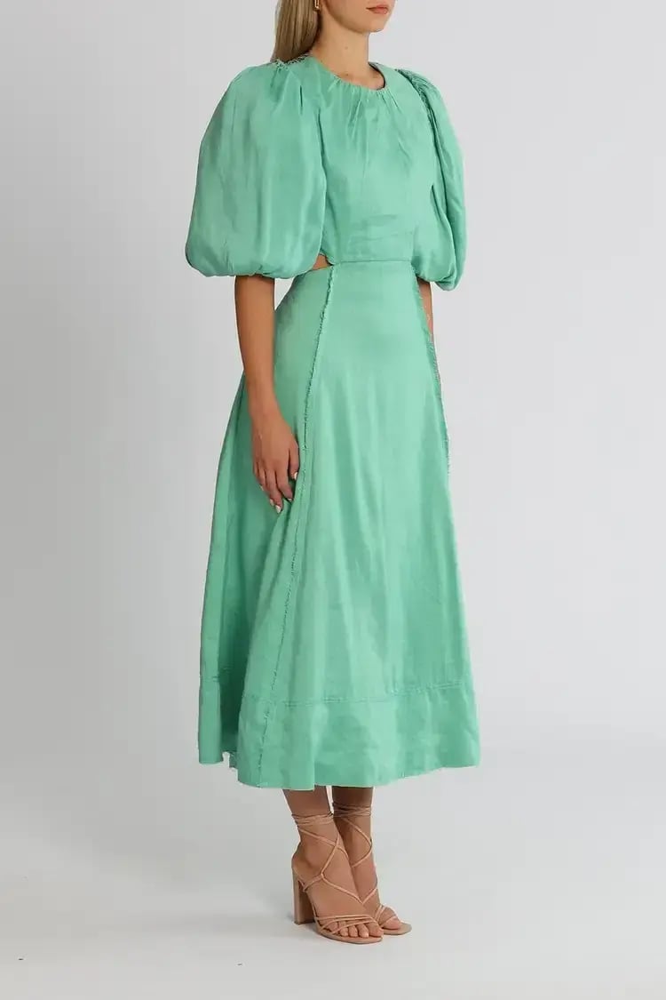 Aje Relic Beaded Midi Dress in Neptune Green Size 14 photo 2