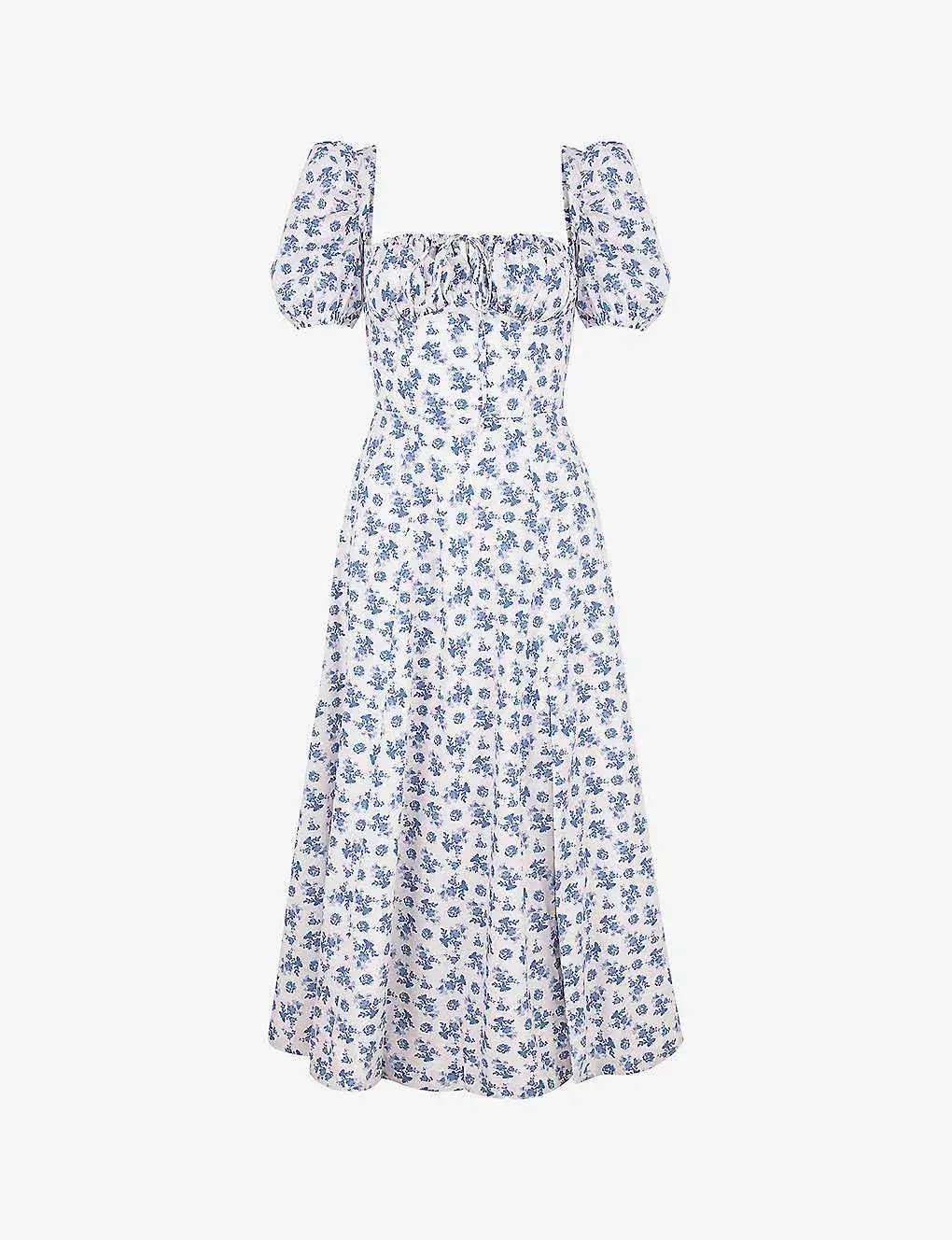 House of CB Tallulah Midi Dress Blue White Floral Size XS / AU 6 photo 5