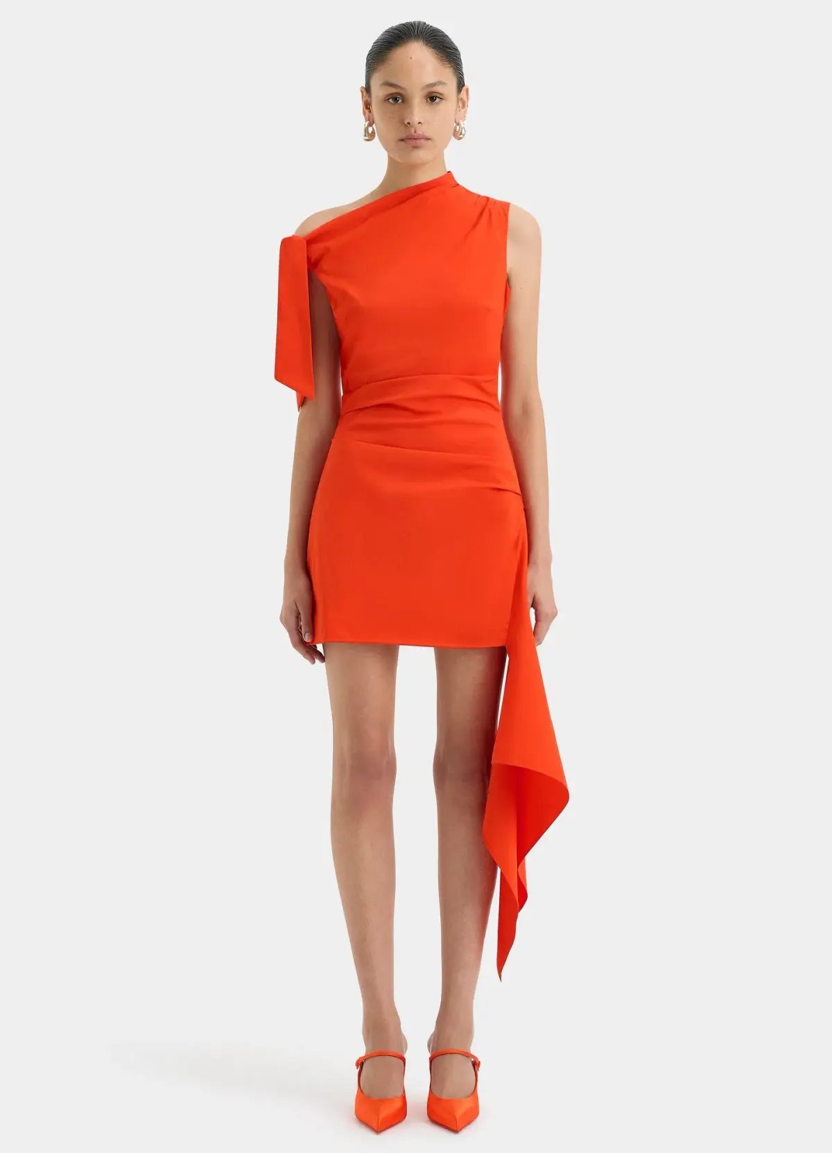 Scanlan Theodore Crepe Knit Bralette Dress Orange Size 8 photo 7