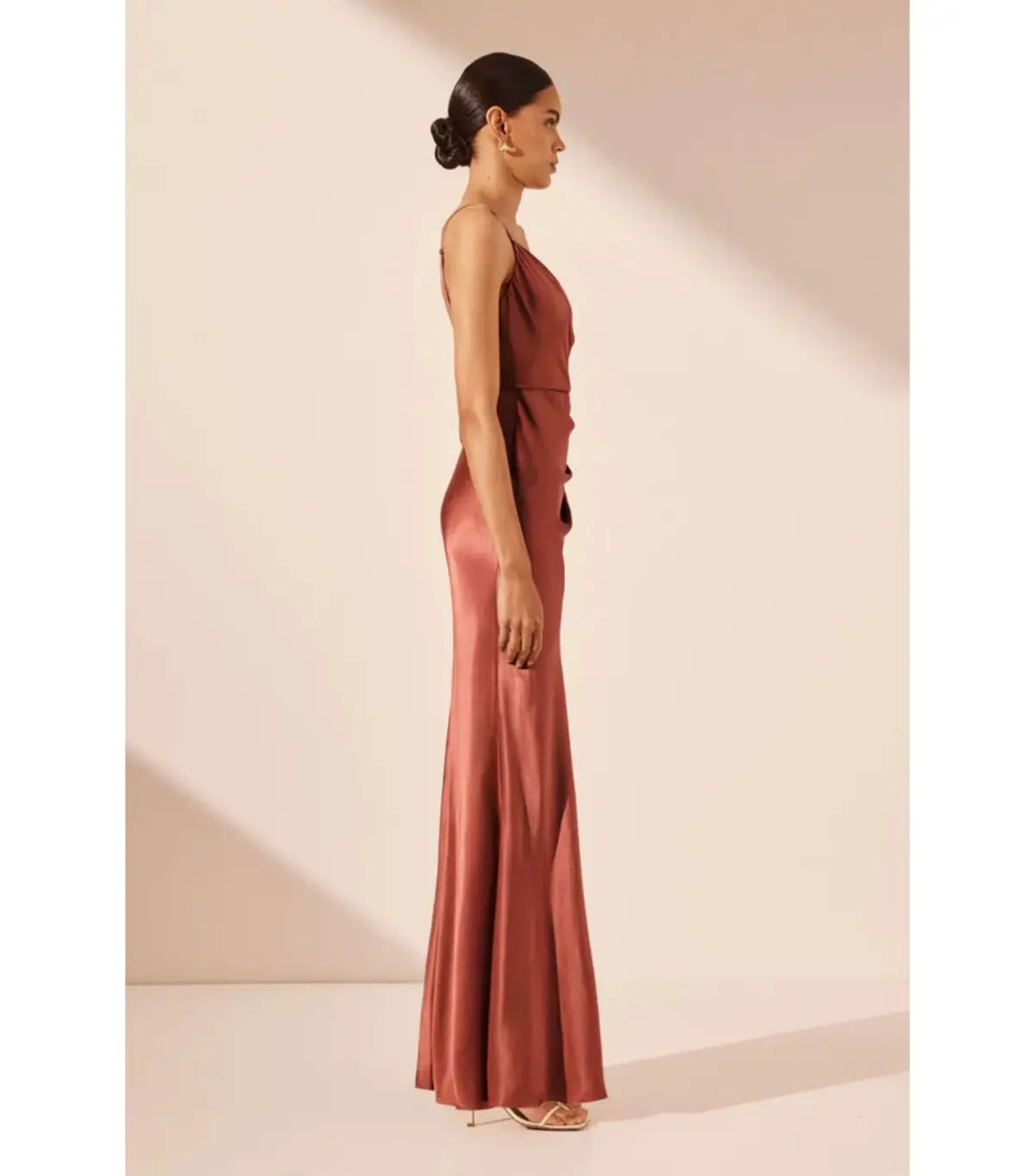 Shona Joy La Lune Cross Draped Maxi Dress in Terracotta Size AU 12 photo 4