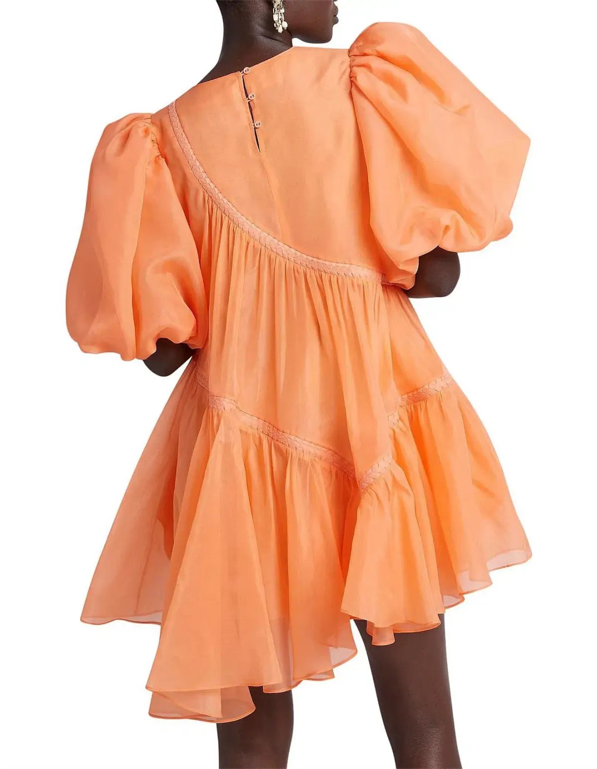 Aje Riviera Puff Sleeve Mini Dress Orange Size 6 photo 5